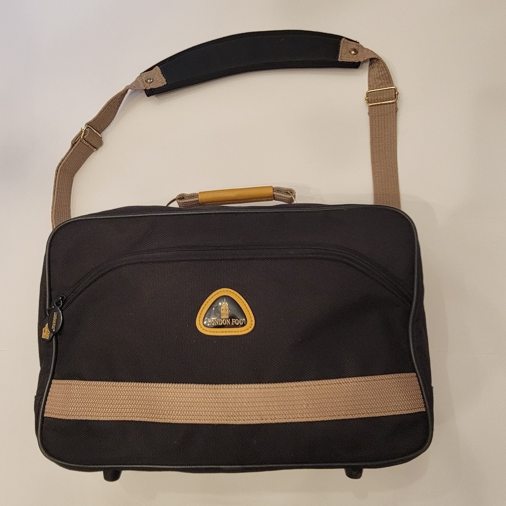 London Fog Ryka Weekender Carry On Under Seat Travel Bag Duffel Black Tan